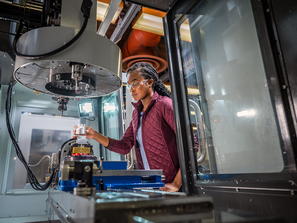 A student works in a CNC Lab at one of Autodesk’s educational institution clients. Photo courtesy of Autodesk.